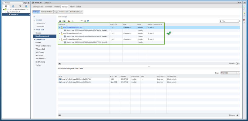 vSAN Disk Group Healthy Status