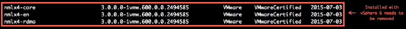 VMware nmlx4 Drivers Removed